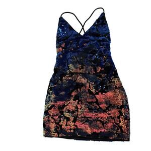 Hot Miami Styles Sequins Colorful Mini Dress Women’s Size Small New NWT‎